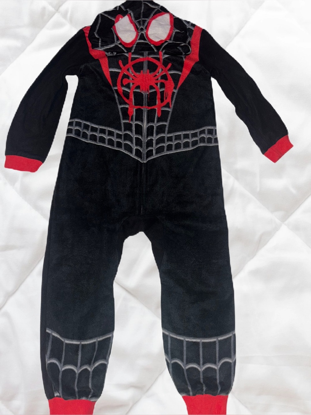 Kids Black & Red Spider-Man Fleece One Piece Pajama Boys (4/5)